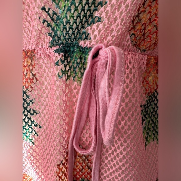 Love Fabela USA pink  pineapple mesh, long Beach cover-up tunic SZ S - Picture 3 of 7